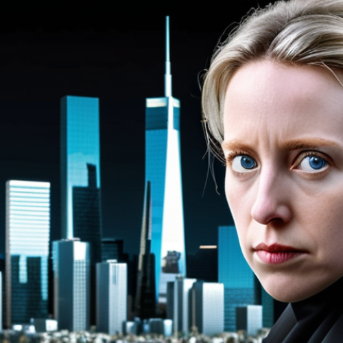 Home 11 **
A dramatic portrait of Elizabeth Holmes, with a cold and calculating expression. The background is a blurred image of Silicon Valley skyscrapers, symbolizing ambition and greed. Subtle glitches and distortions are woven into the image to represent the fraudulent nature of Theranos. The overall style should be reminiscent of a dark, cautionary tale.
**