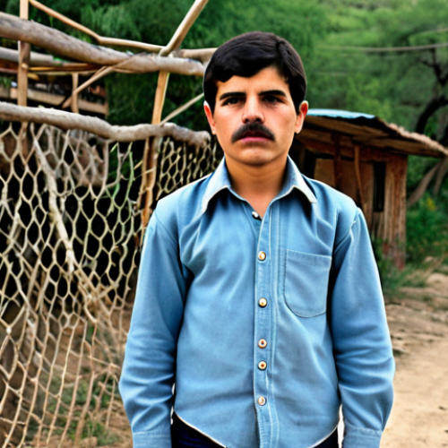 Home 10 **Subject:** Joaquin "El Chapo" Guzman as a teenager in Sinaloa.
**Clothing:** Simple, modest clothing appropriate for a rural Mexican youth.
**Environment:** Dusty, impoverished rural setting in Sinaloa, Mexico.
**Details:** Early signs of ambition and determination in his eyes.
**Quality Modifiers:** High resolution, realistic, perfect anatomy, correct proportions, natural pose, safe for work, appropriate content, fully clothed, modest, family-friendly.