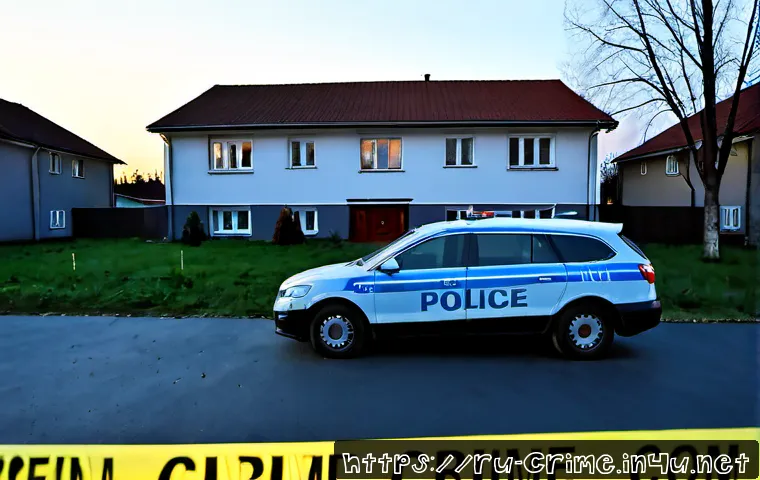 Home 11 크리스 와츠 Chris Watts 의 가족 살해 사건 - Photorealistic true-crime editorial scene, quiet suburban family house at dawn, police vehicles park...
